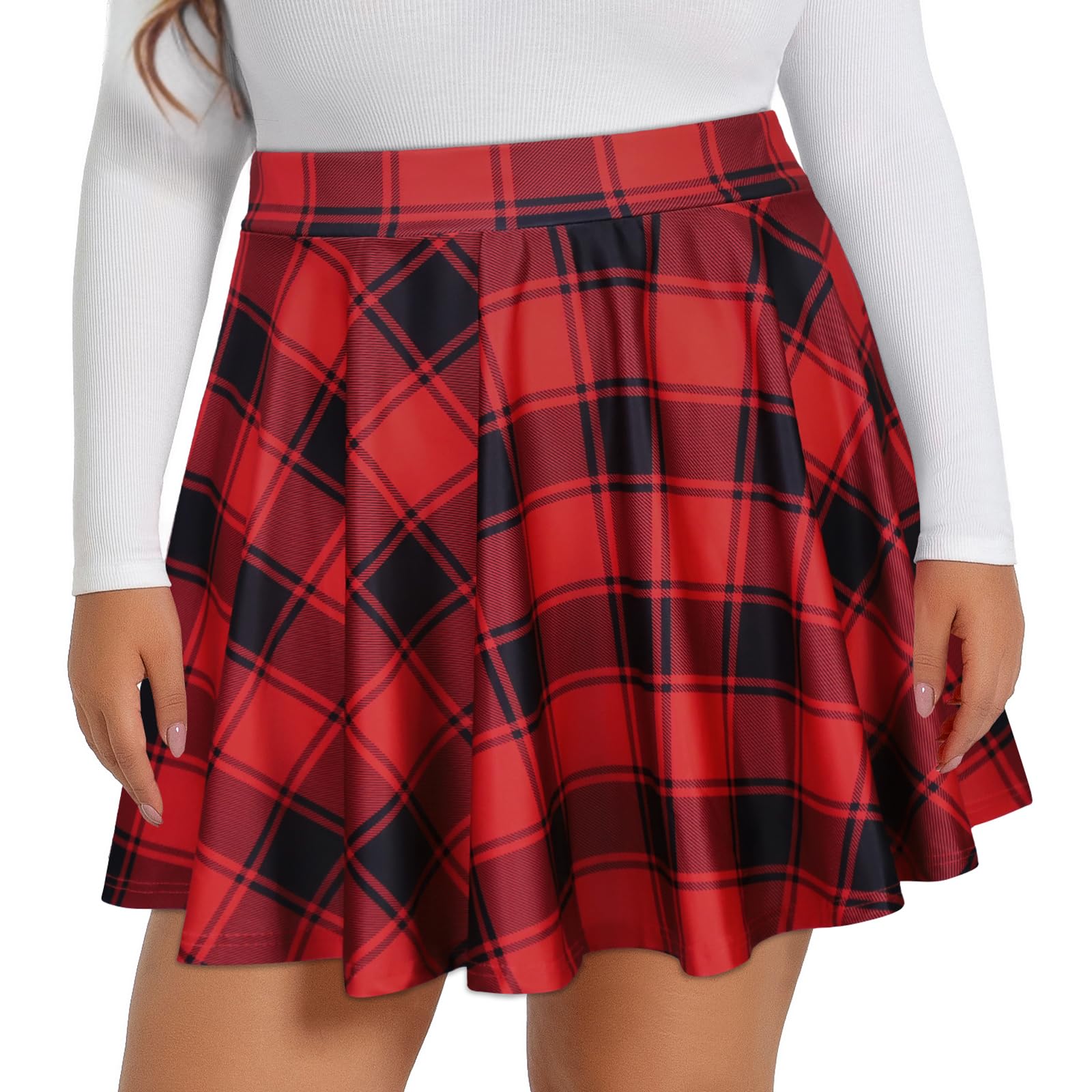 JOELLYUS Plus Size Skirts for Women Summer Pleated Mini Skirt Casual Flowy High Waisted Womens Short Skirts