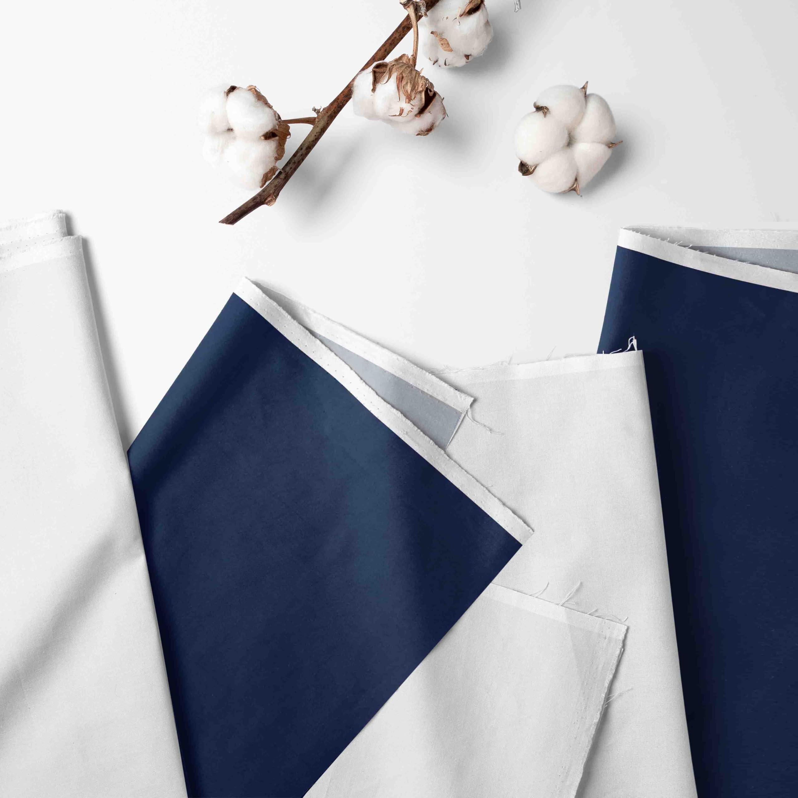 Bacati - Mix N Match White with Band Window Valance (Navy)