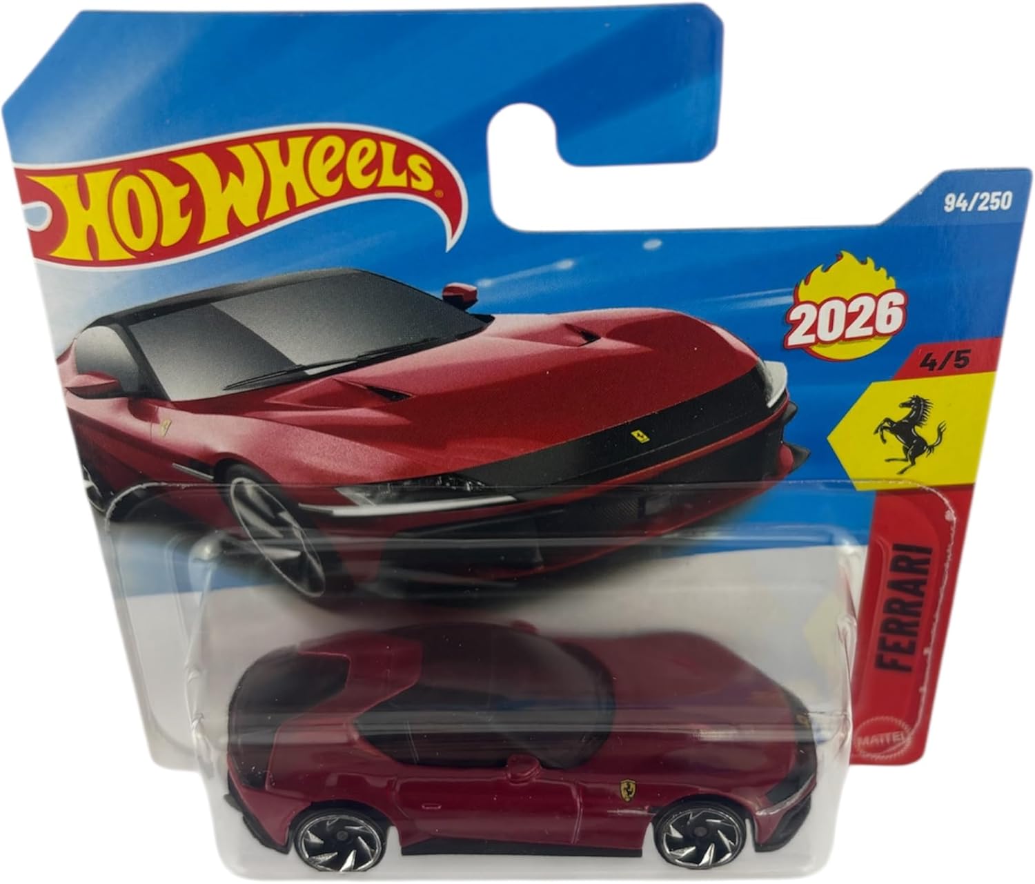 Hot Wheels Ferrari 12Cilindri - Ferrari 4/5 - JJH41 - Short Card - Red - Mattel 2026 (94/250) - Licensed Model - 1:64 - Super Sports Car