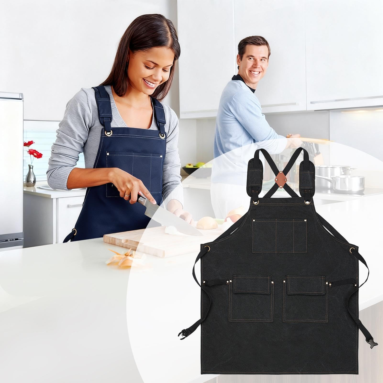 Generico Grembiule da Officina,Impermeabile Regolabile da Cucina Utensili