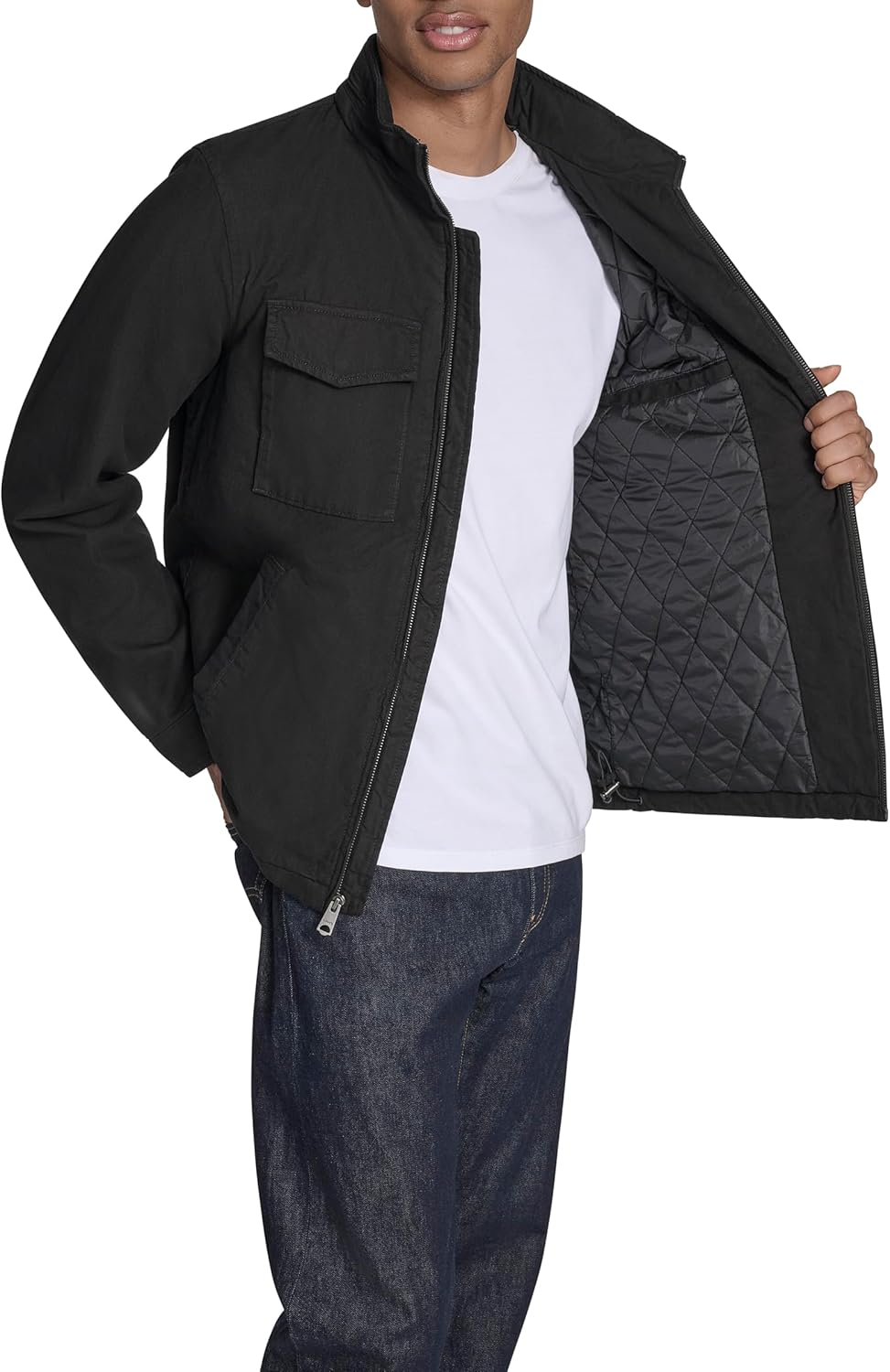 Levi's Men's Stand Collar Cotton Military Jacket With Hidden Hood - Image 7