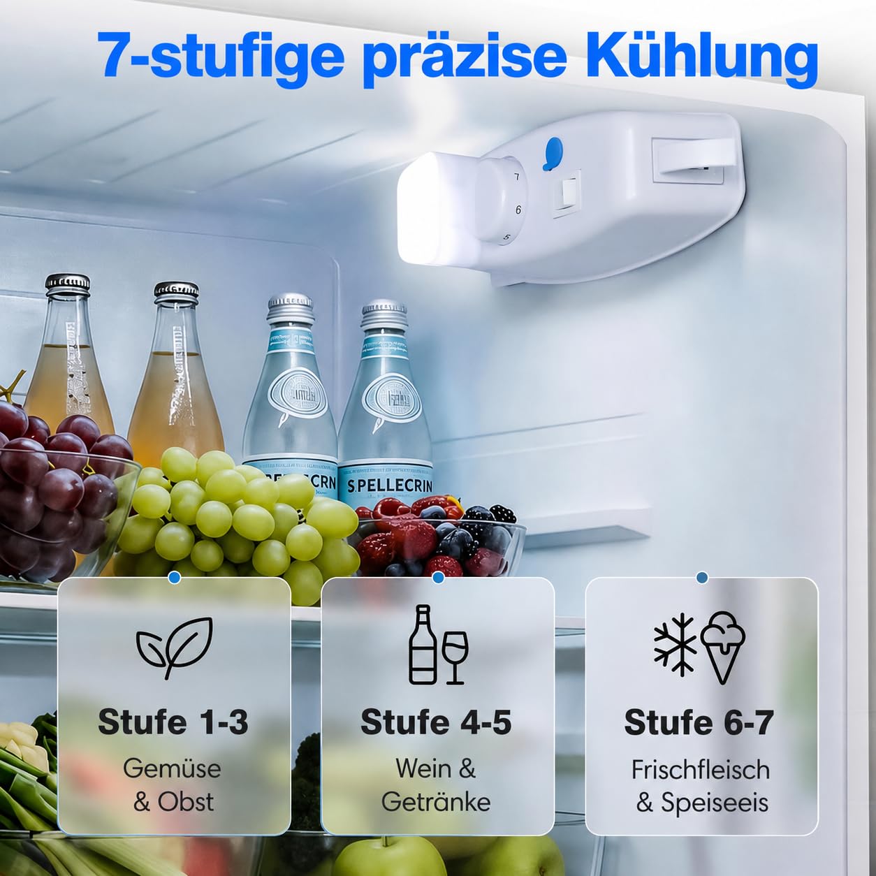 YASHE 86L Mini Kühlschrank mit Gefrierfach - Kleiner Kühlschrank, Doppeltür-Kühlschrank mit verstellbarem Thermostat, 7 Stufen, ideal für Wohnungen, Schlafzimmer, Büros und mehr