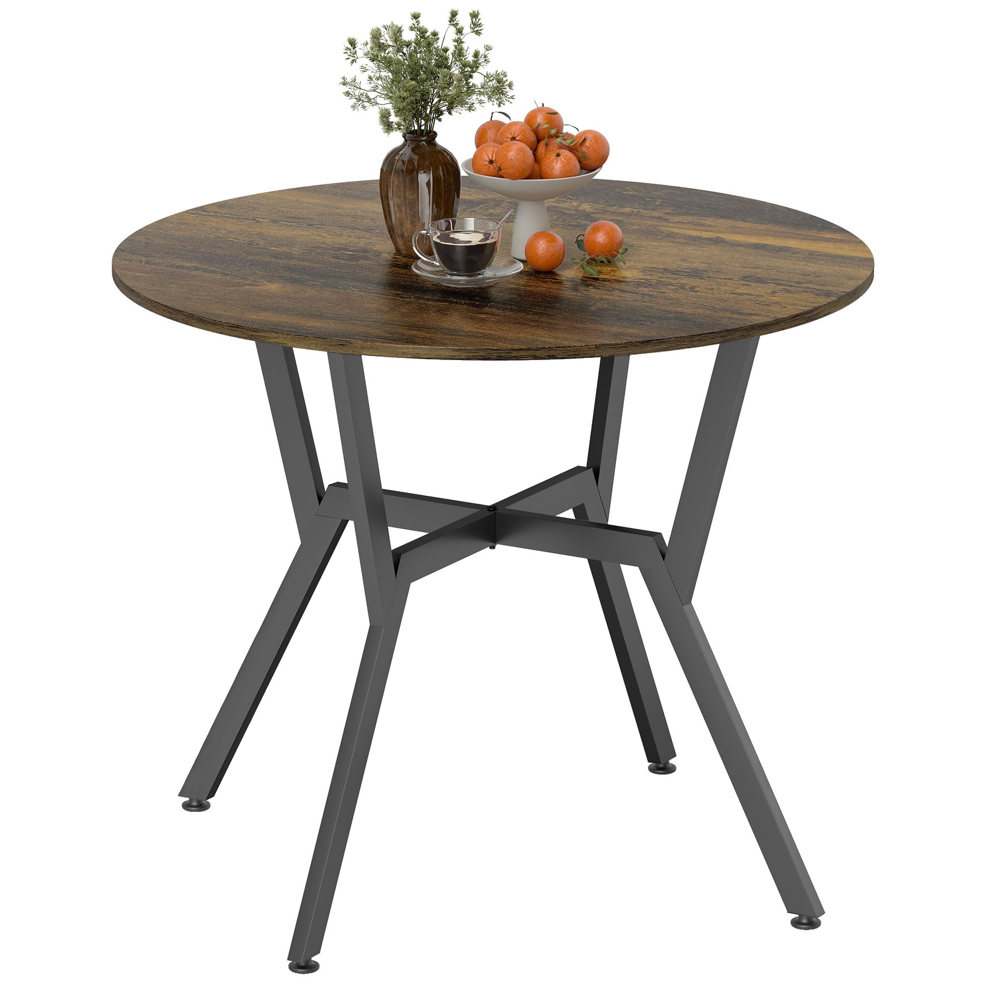 Homcom Black/Brown Small Kitchen Table With Steel Legs Dining Table Rustic