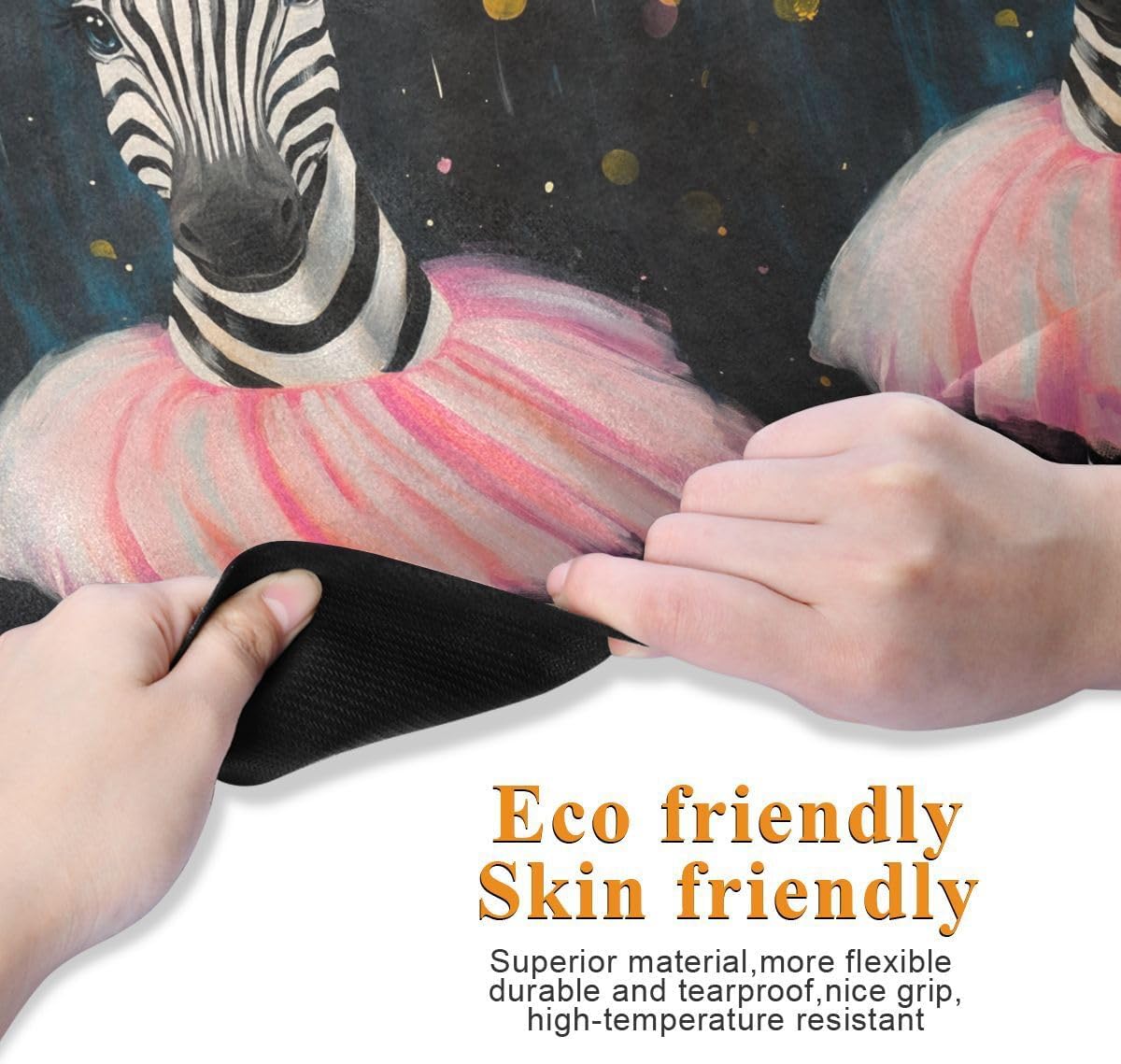 ALAZA Cute Party Zebra Wearing Skirt Yoga Mat Non Slip Fitness Exercise Mat, Workout Mat for Yoga, Pilates and Floor Exercises