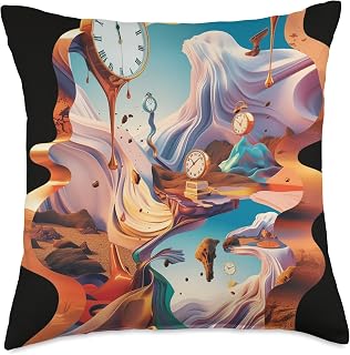 Surreal Melting Clock Artistic Design Throw Pillow