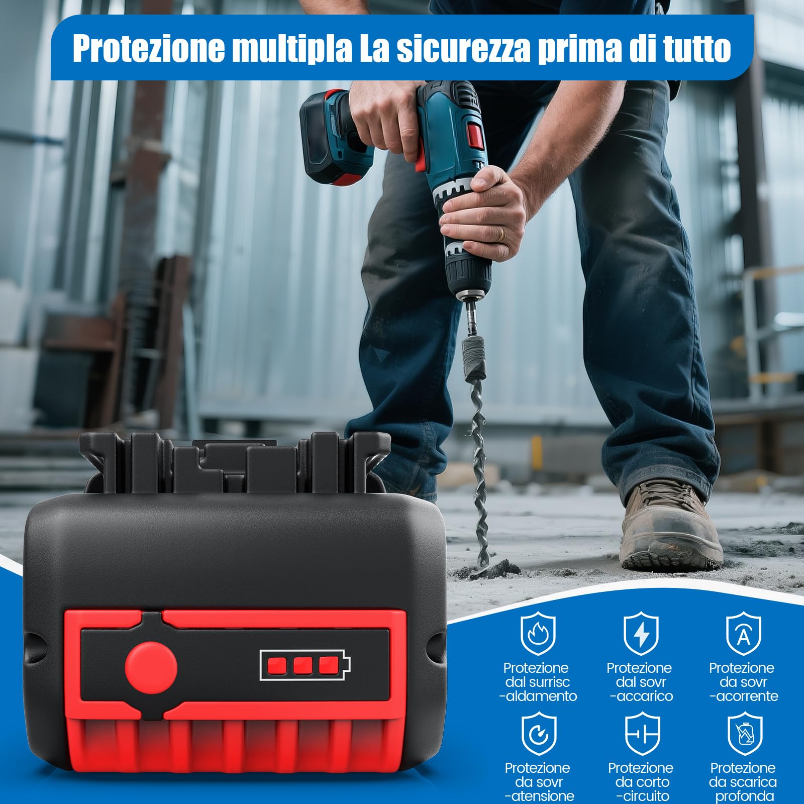 Batteria di ricambio per Bosch 18V: 5,0Ah agli ioni di litio per Bosch 18V BAT618 BAT618G BAT609 BAT609G BAT619 BAT619G BAT610G BAT610 BAT612 BAT622 (2 pezzi)