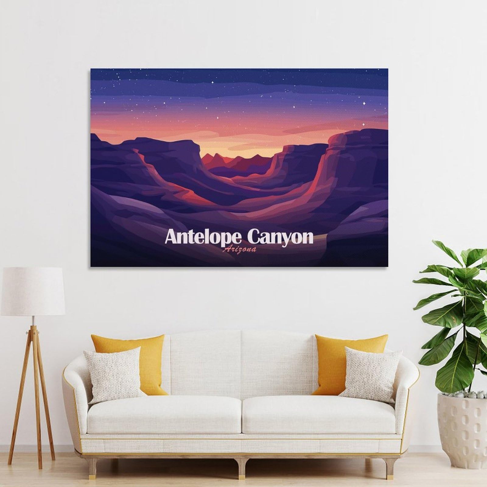 Junmoney Antelope Canyon Arizona Landscape Illustration Hanging Wall Art, 24x36inch(60x90cm), for Gallery Wall Decor And Room Displays, Home Wall Art for Statement Displays