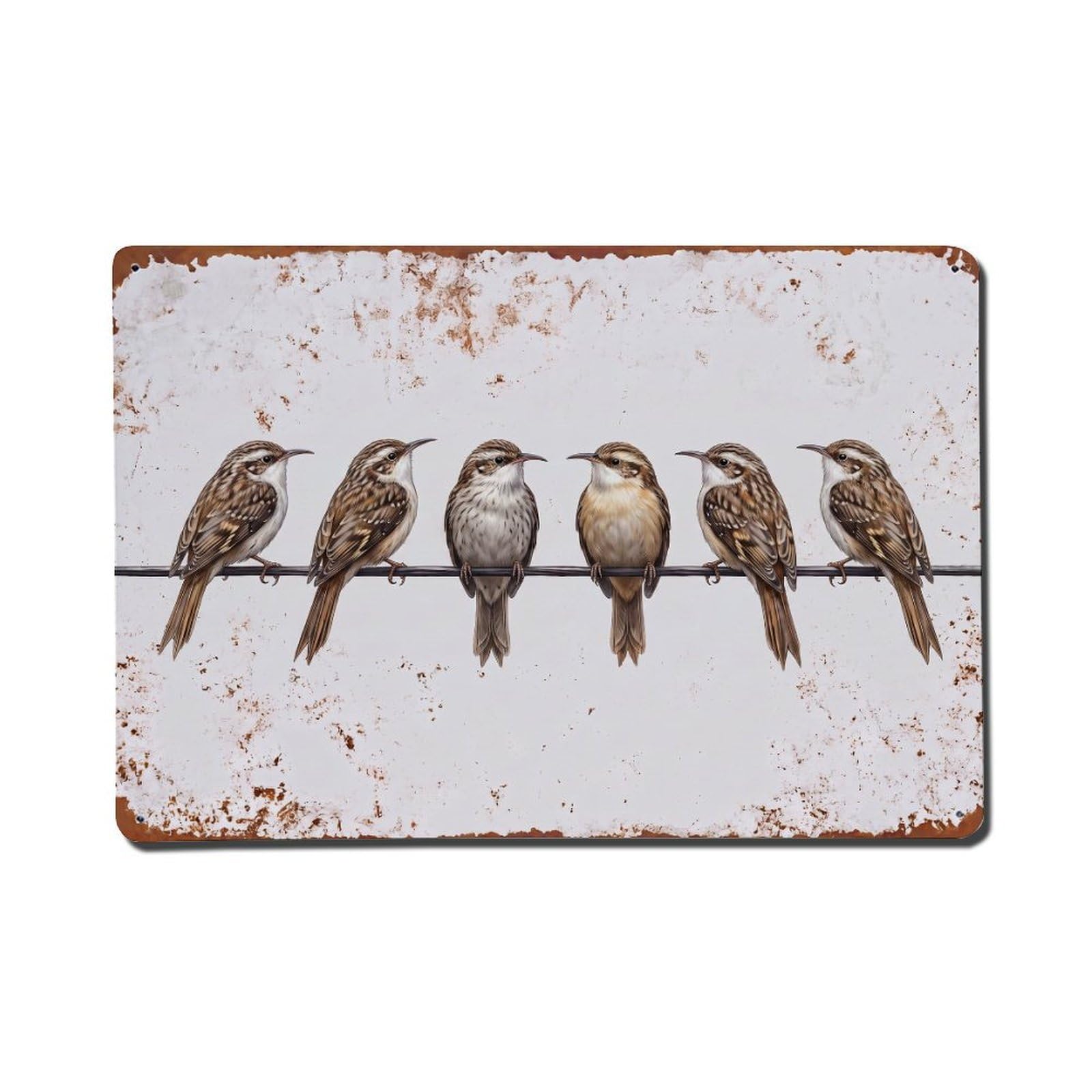 Vintage Retro Birds Treecreeper Metal Tin Sign