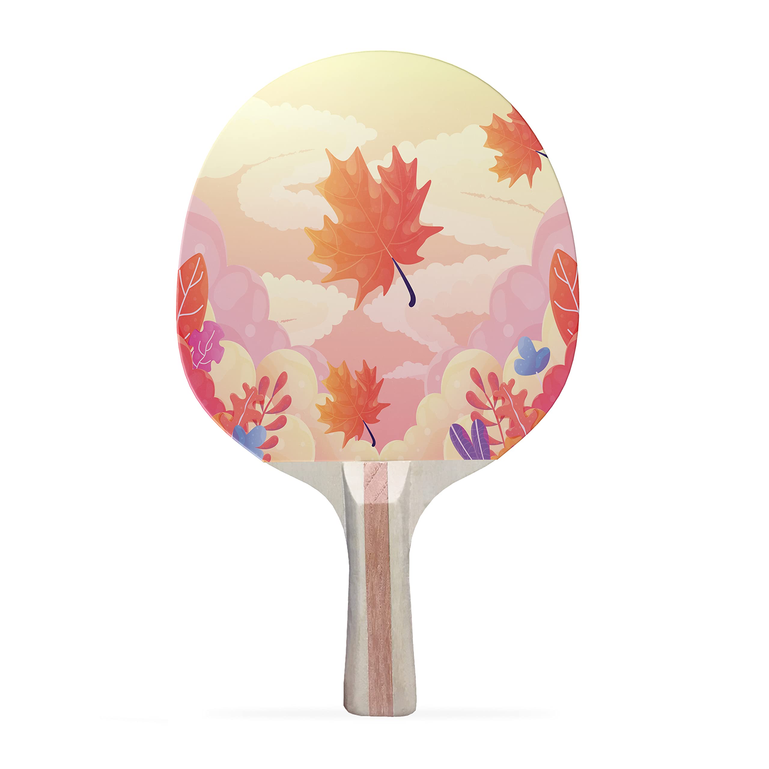 TigerTail Sports Vibrant Autumn Colorful Design Ping Pong Paddle, Premium 5 Ply Table Tennis Racket (Red on Back)