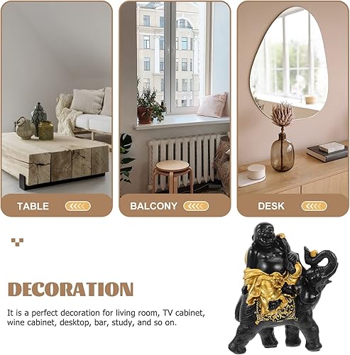 Miniatura 4 de Decoración para el hogar, estatua de Buda sonriente de Maitreya de Feng Shui en elefante, escultura para Dios de la suerte, Dios de la riqueza,