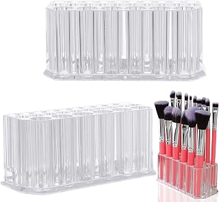 2 Pieces Cosmetic Brush Container,Cosmetic Organiser,Storage of 26 Slots for Make-up,Brush Holder Cosmetics Acrylic Cosmetics Storage Cosmetic Organizer Makeup Stand
