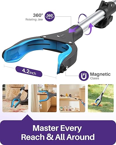 Miniatura 3 de KEKOY Pro - Herramienta de recogida de 40 pulgadas, paquete de 2, agarradores plegables para personas mayores, palo de basura resistente con