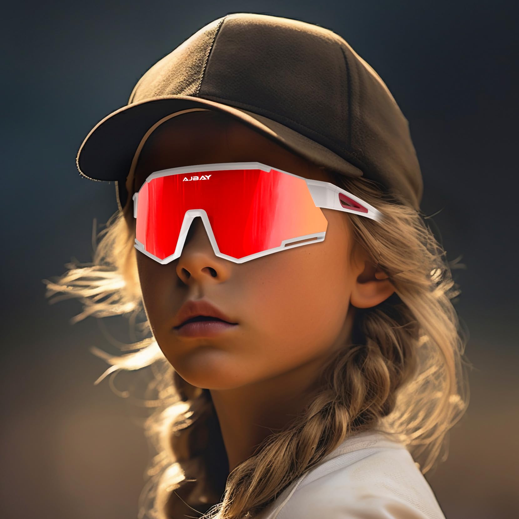 Polarisierte Kinder-Sonnenbrille, UV400 6-14 Baseball-Sonnenbrille für Jungen und Mädchen, Sport-Sonnenbrille für Softball Radfahren