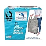 Hippo Sak - Tall Kitchen Garbage Bags with Ergonomic Handles - 13 Gallon Trash Bags Made from Recycled Ocean Bound Plastic - Super Strong and Leak Proof Tall Kitchen Trash Bags (45 Count)