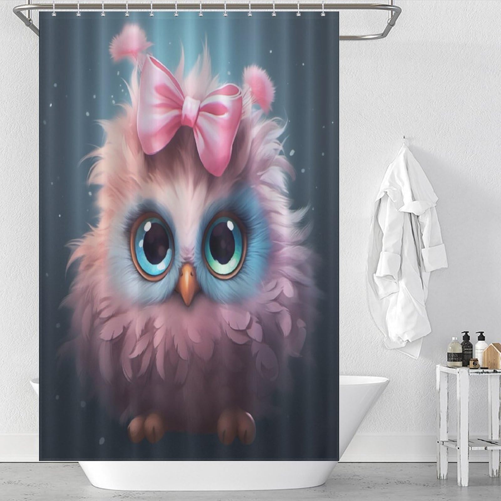 Rideau baignoire chouette mignonne pour égayer la salle de bains des enfants