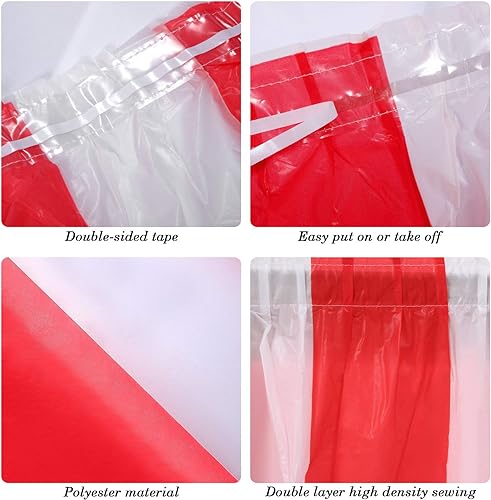 Miniatura 3 de Pangda 2 piezas de falda de mesa a rayas rojas y blancas faldas de mesa temáticas de carnaval para decoración de carnaval de circo, suministros de