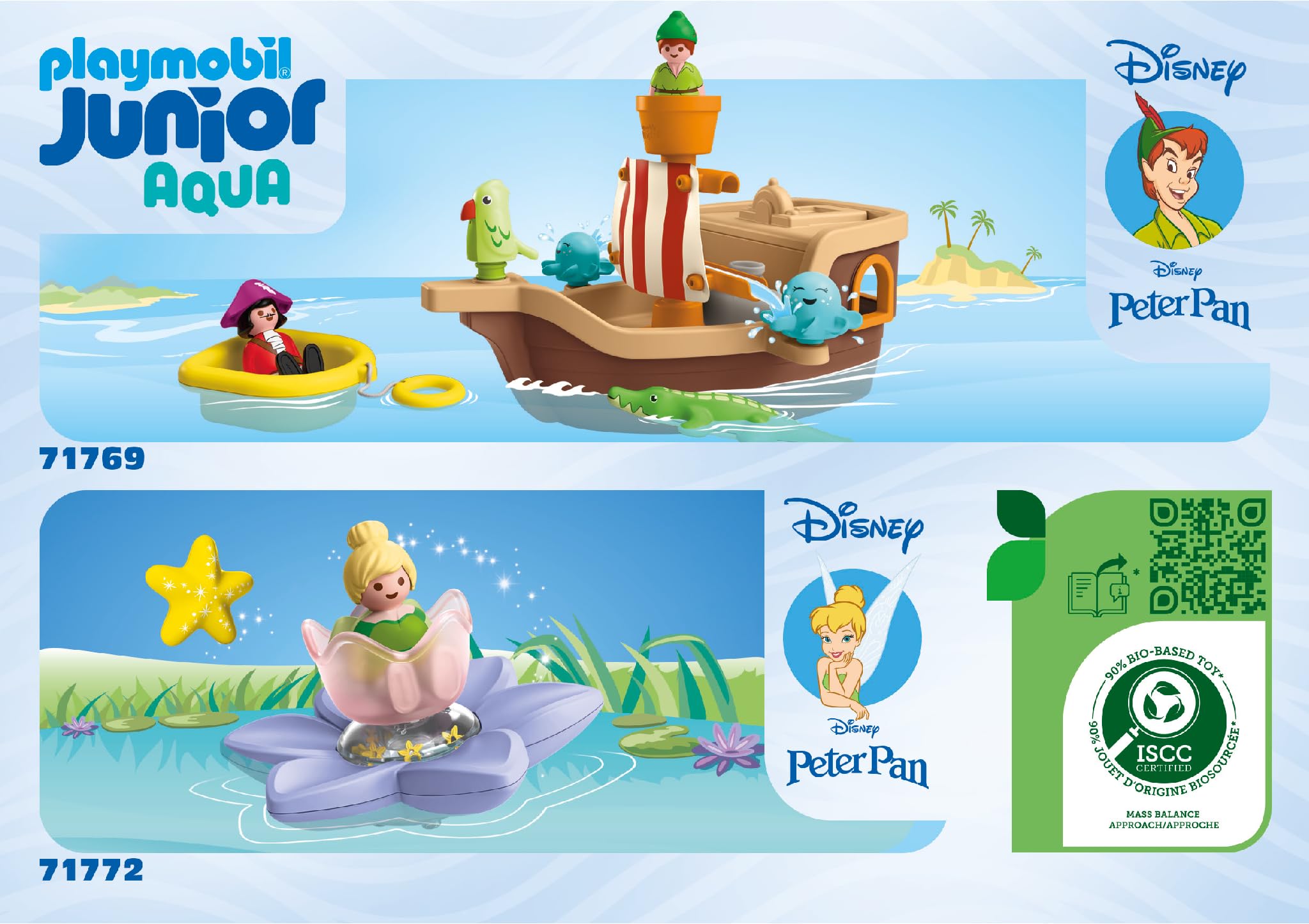 PLAYMOBIL JUNIOR & Disney Statek piracki Peter Pans, zrównoważona zabawka od 1 roku, prezent dla małych dzieci, wspomaga motorykę i odgrywanie ról, statek piracki z figurkami i akcesoriami 71769