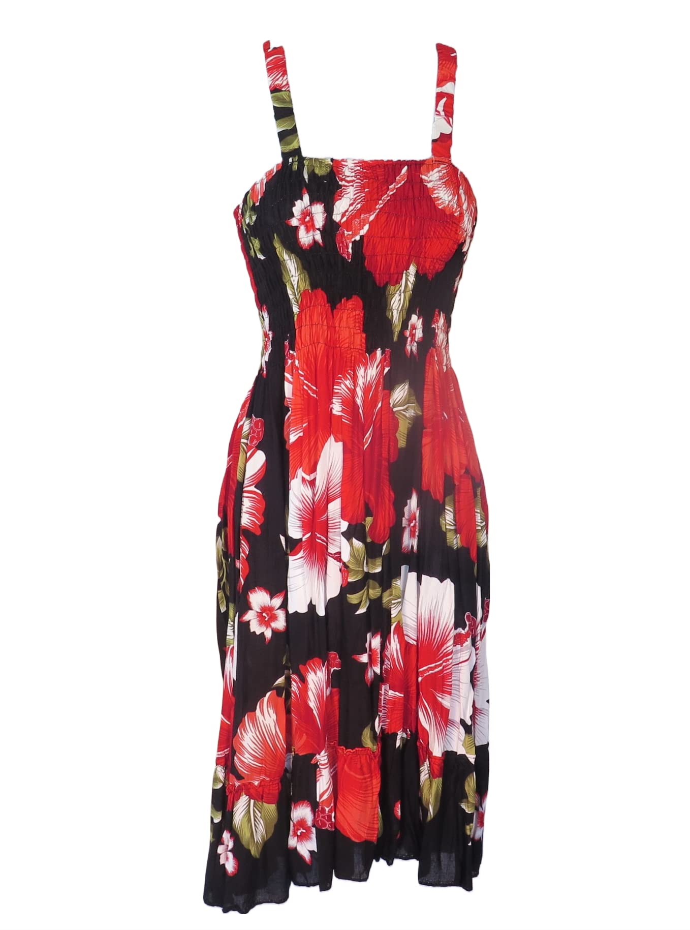 TDbN Sundress | Summer | Beach & Resort Wear | Viscose | Cover-Up | Floral | Multi-Color | Predominately: Black+Red+White+Green