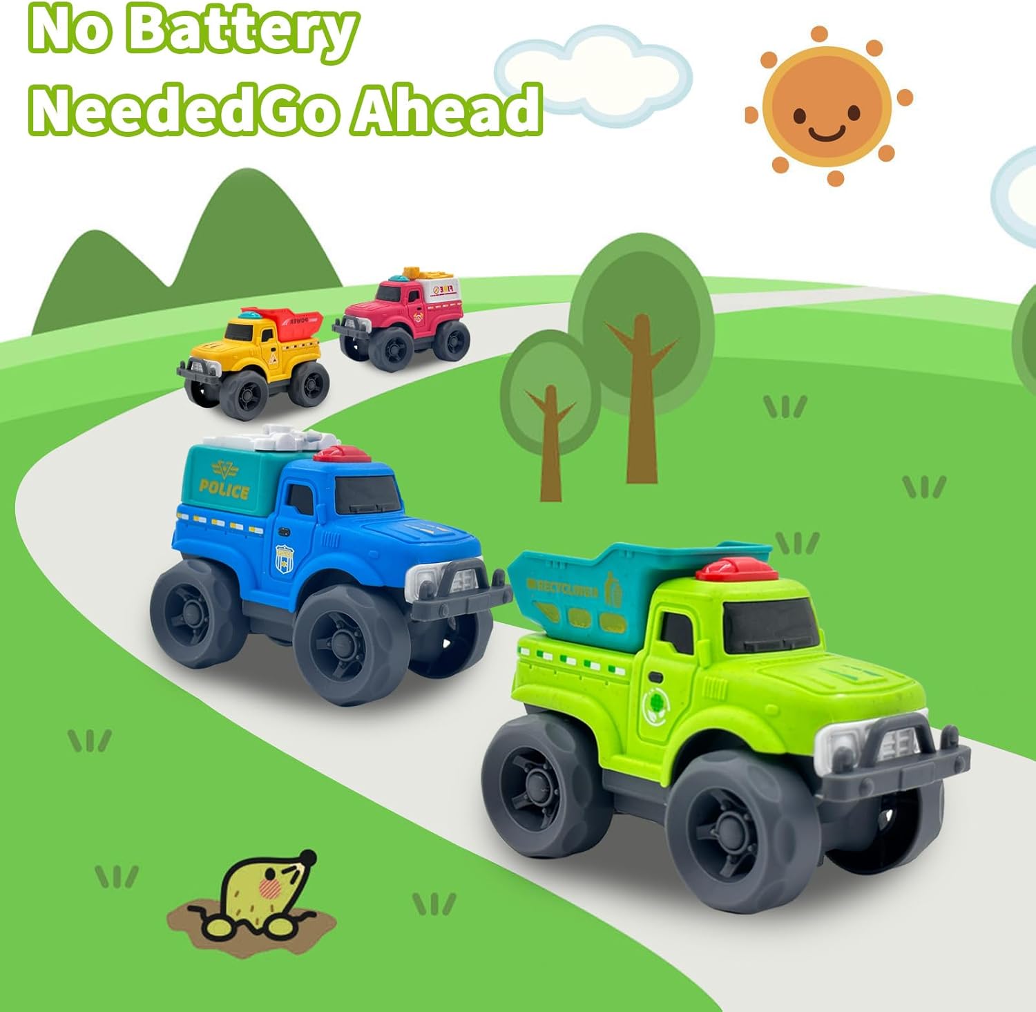 Aigitoy Toddler Car Toys for Boy Girl 1-3 Year Old, Green Recycling Truck, BPA Free, Phthalates Free, PVC, Recycled Plastic, Toddlers Toy for Fine Motor Skills, Birthday for Boys Girls