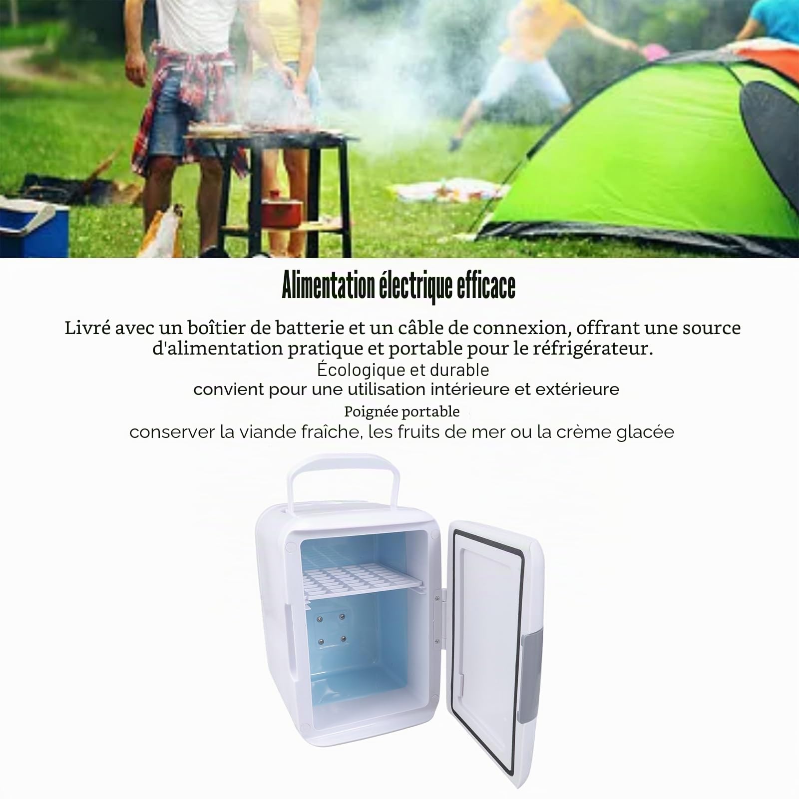 Réfrigérateur solaire portable compact avec panneau solaire monocristallin pour le camping