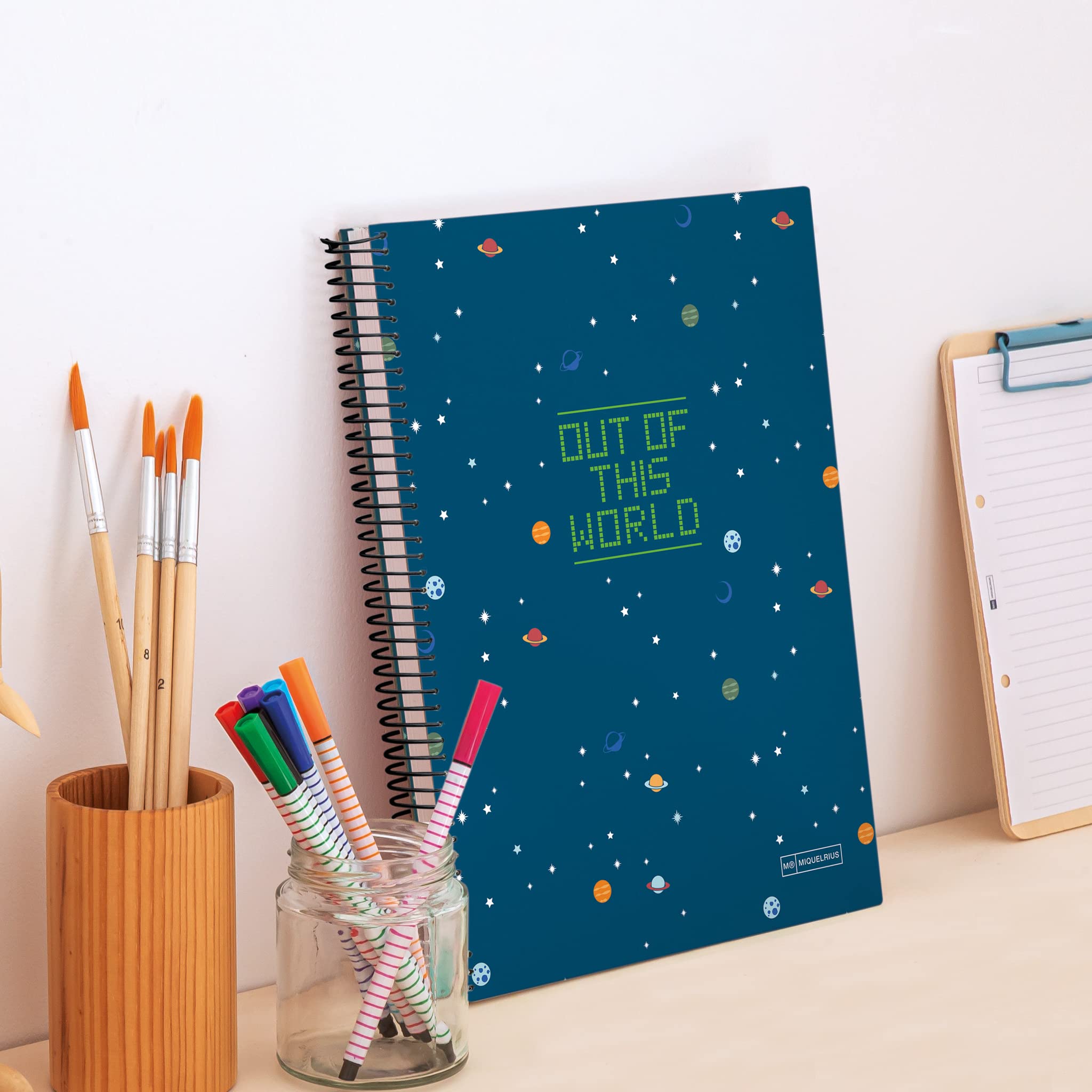 Miquelrius - A4 Notebook 4 Colour Strips 140 Sheets Horizontal Lines 7mm 4 Holes Micro Perforated Hard Cover My Space - Image 3