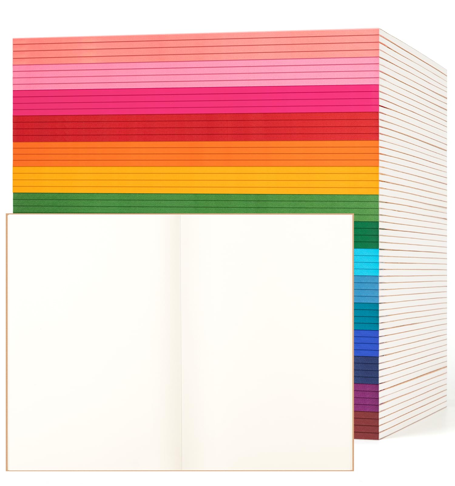Paquete de 60 cuadernos de composición en blanco a granel, cuaderno de papel A5 sin forro, tapa kraft con lomos arcoíris, 8.3 x 5.5 pulgadas, 15 colores, 60 páginas para escuela, oficina, viajes