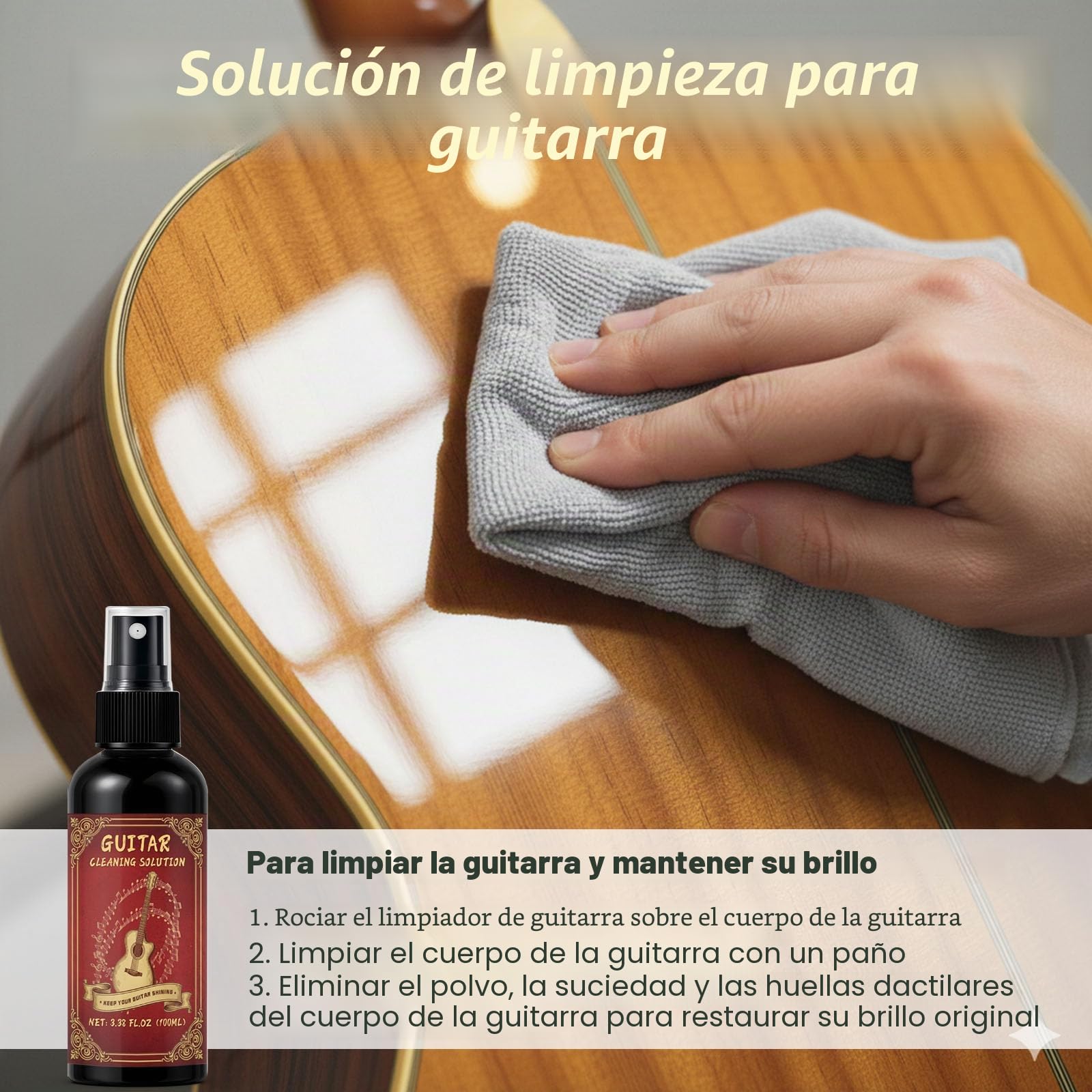 Kit de limpieza de guitarra de 9 piezas con pulido de trastes, limpiador de guitarra que evita el desgaste, la decoloración y el agrietamiento, mientras mantiene tu instrumento en su mejor aspecto y