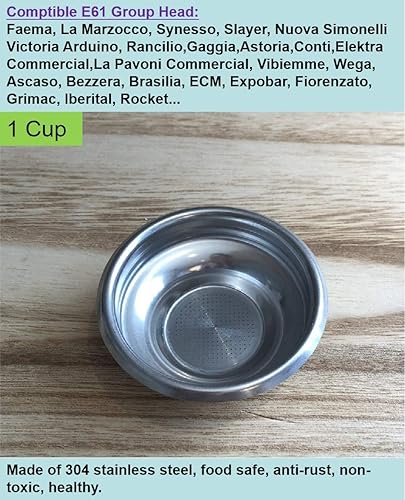 Miniatura 3 de E-61 - Cesta estriada con filtro de precisión de 2.283 in de acero inoxidable, cesta de café expreso, compatible con 2.283 in, cesta de filtro