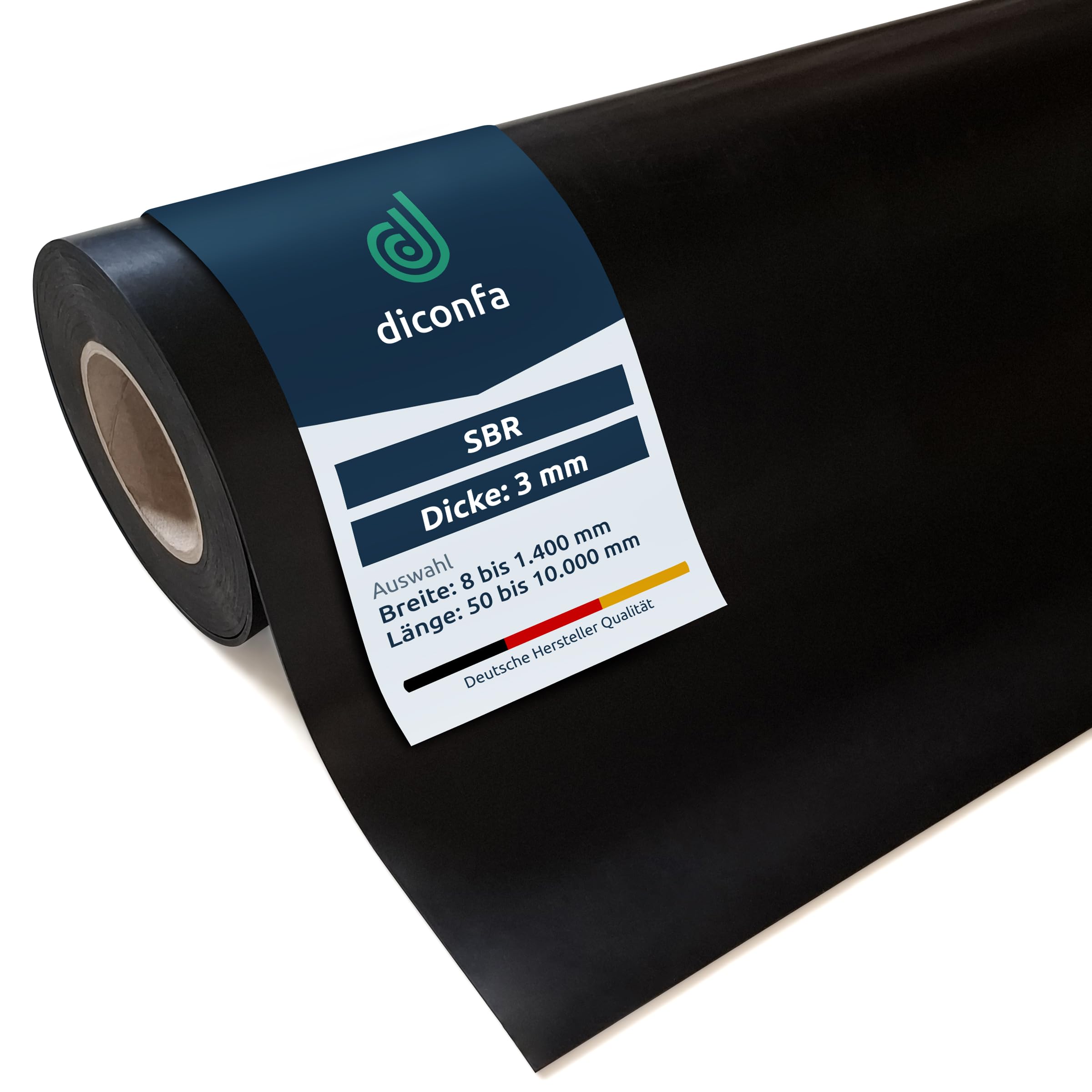 diconfa Gummimatte 3mm stark - Auswahl Größe: 700mm x 2000mm (70cm x 200cm) - 8mm bis 1400mm BREIT - 0,05m bis 10m LANG - rutschfest robust Gummistreifen Meterware Gummi-Platte Vollgummi