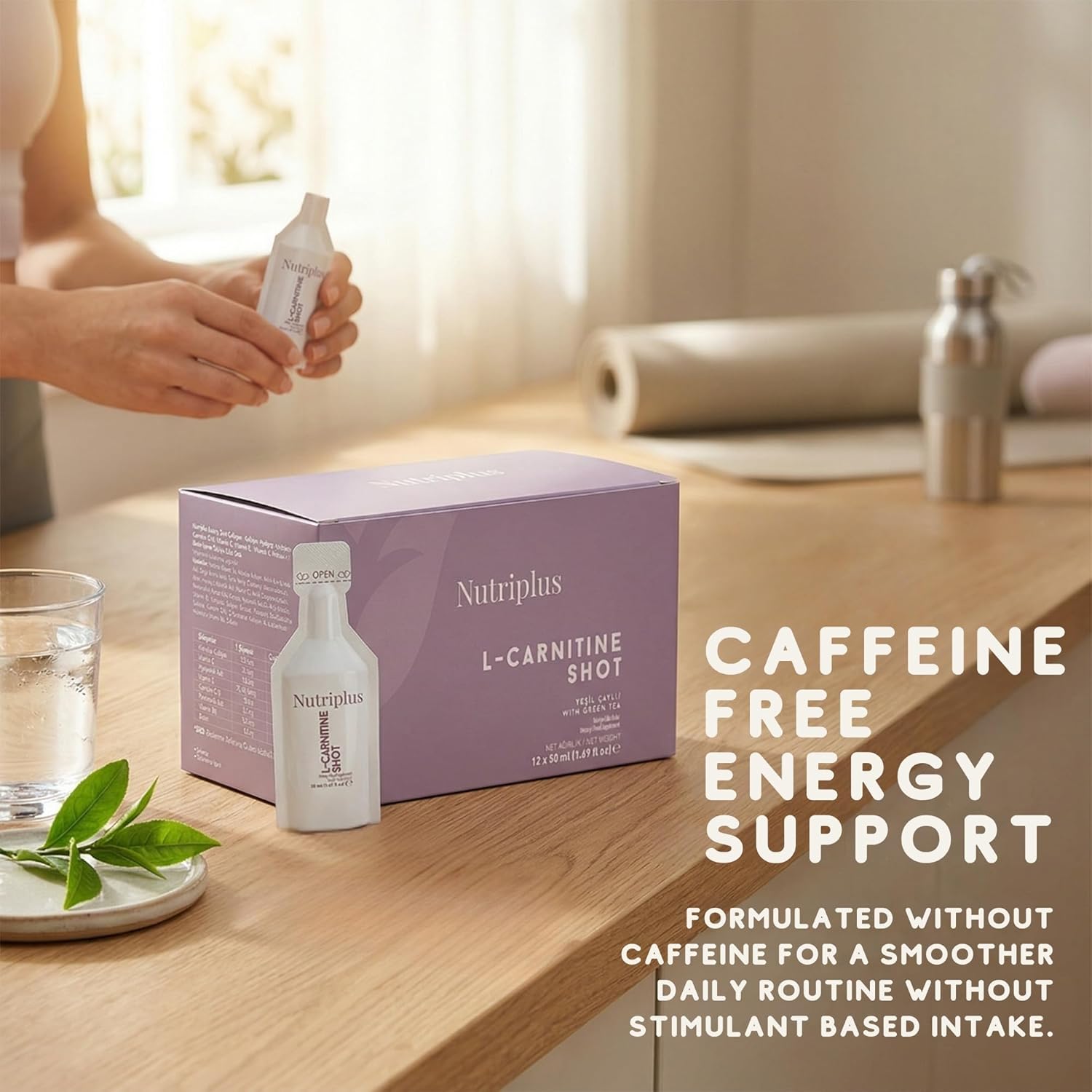 FARMASi Nutriplus L Carnitine Shot Drink, 1500 mg L Carnitine with Green Tea Extract and Vitamin B6, Citrus Flavor, Sugar Free Caffeine Free, 12 x 50 ml