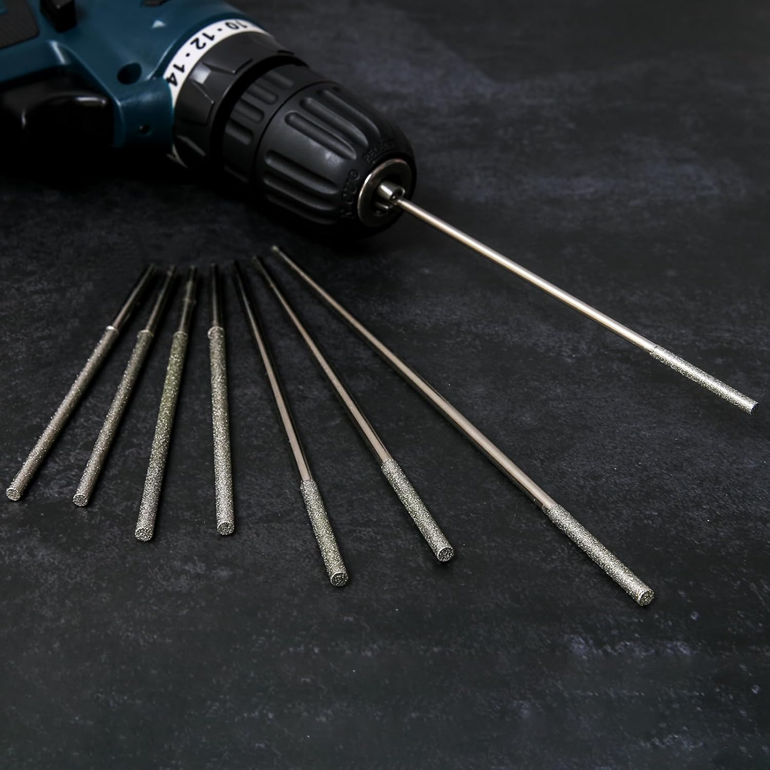 Long Stone Carving Set Diamond Burr Bits Compatible with Dremel, 8PCS Polishing Kits Rotary Tools Cone Accessories with1/8" Shank For Carving, Engraving, Grinding, Stone, Rocks, Jewelry, Glass