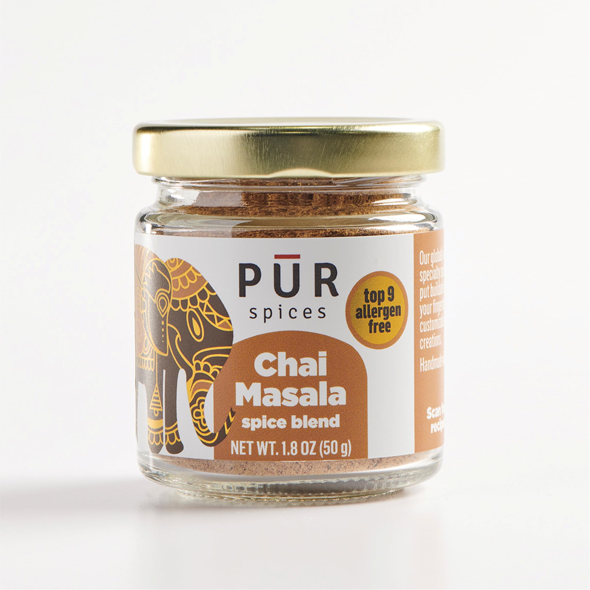 Chai Masala I Perfect for Hot or Iced Chai, Latte I All-Purpose Baking Spices I Indian Blend with Cardamom and Ginger Powder | Sugar free, Dairy free I 1.8oz Jar
