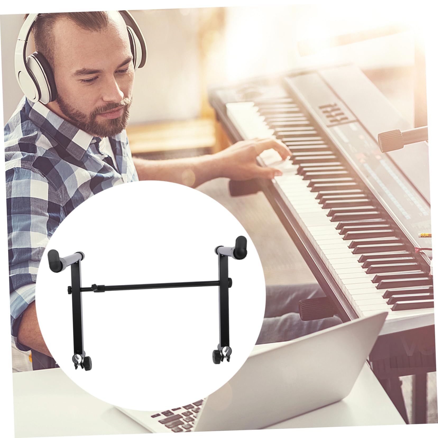 Leggio Portatile Per Spartiti - Supporto Per Tastiera E Organo, Nero - Foto 3