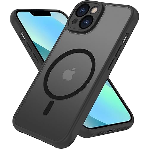 Magnetic for iPhone 13 Mini Case,Compatible with MagSafe,Military Grade Drop Tested, Shockproof Matte Translucent Hard Back Slim Protective Case.Black Magnetic Circle.