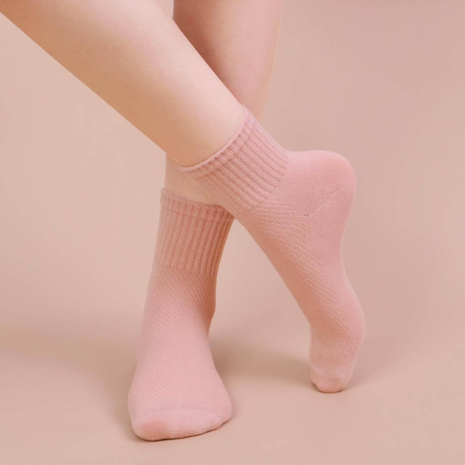 SERISIMPLE Women's Bamboo Viscose Above Ankle Thin Socks Quarter Mesh Design Breathable Anti-Odor Summer Socks 5 Pairs - Image 2