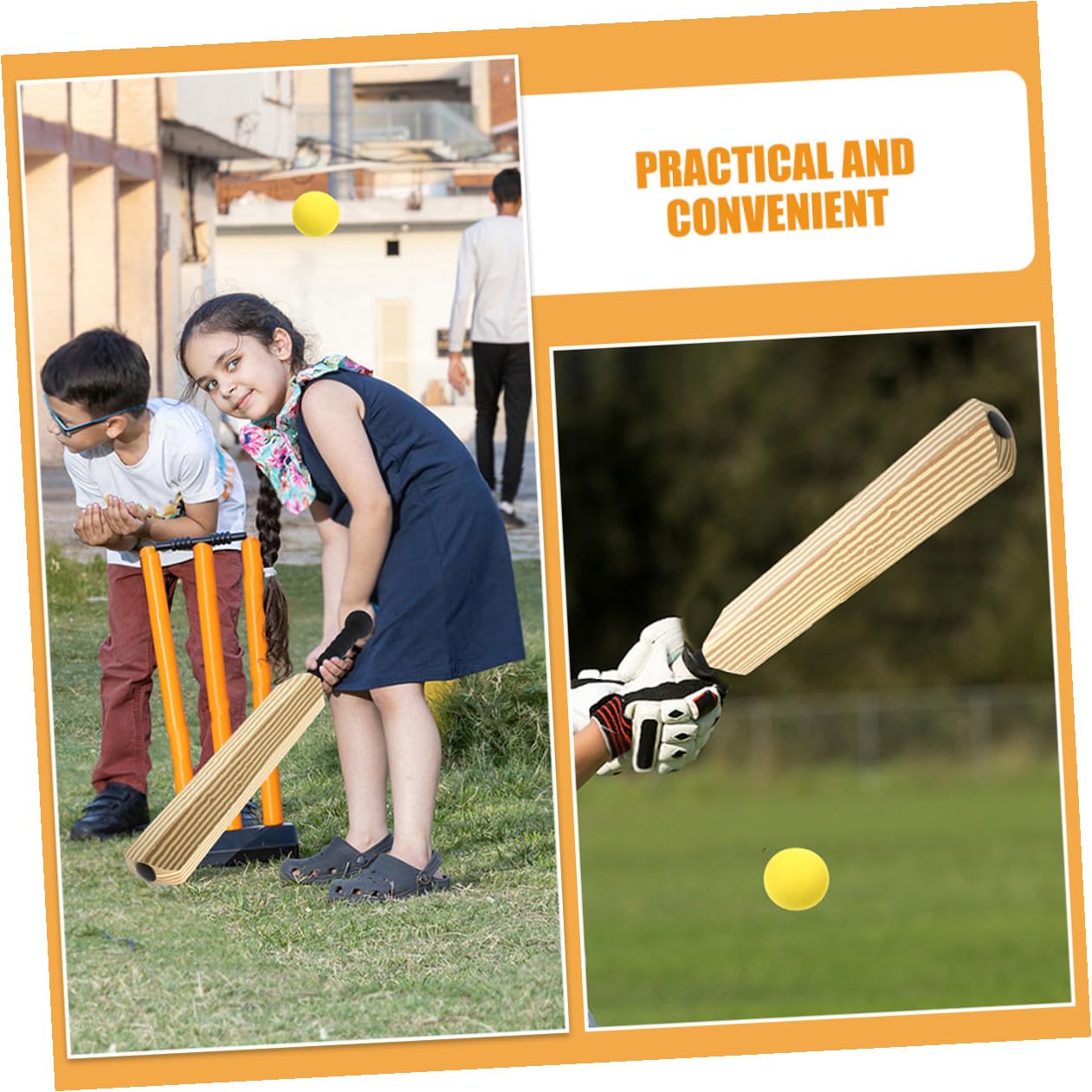 VICASKY Batte de Baseball en Plastique 24 Pouces, Set de Cricket Garçon et Filles 2 Battes 2 Balles, Légère et Maniable, pour Entraînement Extérieur et Jeux Familiaux