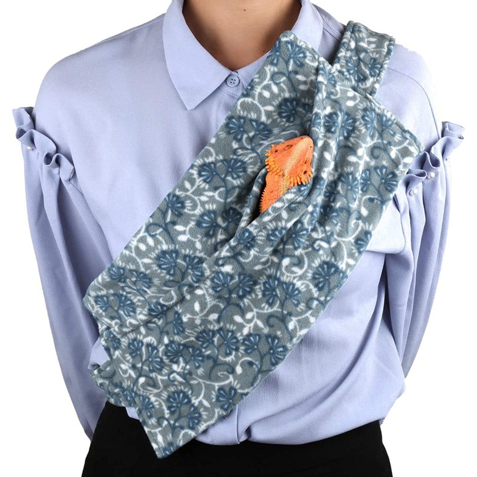 Bearded Dragon Sling Carrier, Small Animal Sling Carrier, Small pet Adjustable Harness and Sling Bag, with Strap, Beardie Backpack for Outdoor Travel, 15.35x7.08in