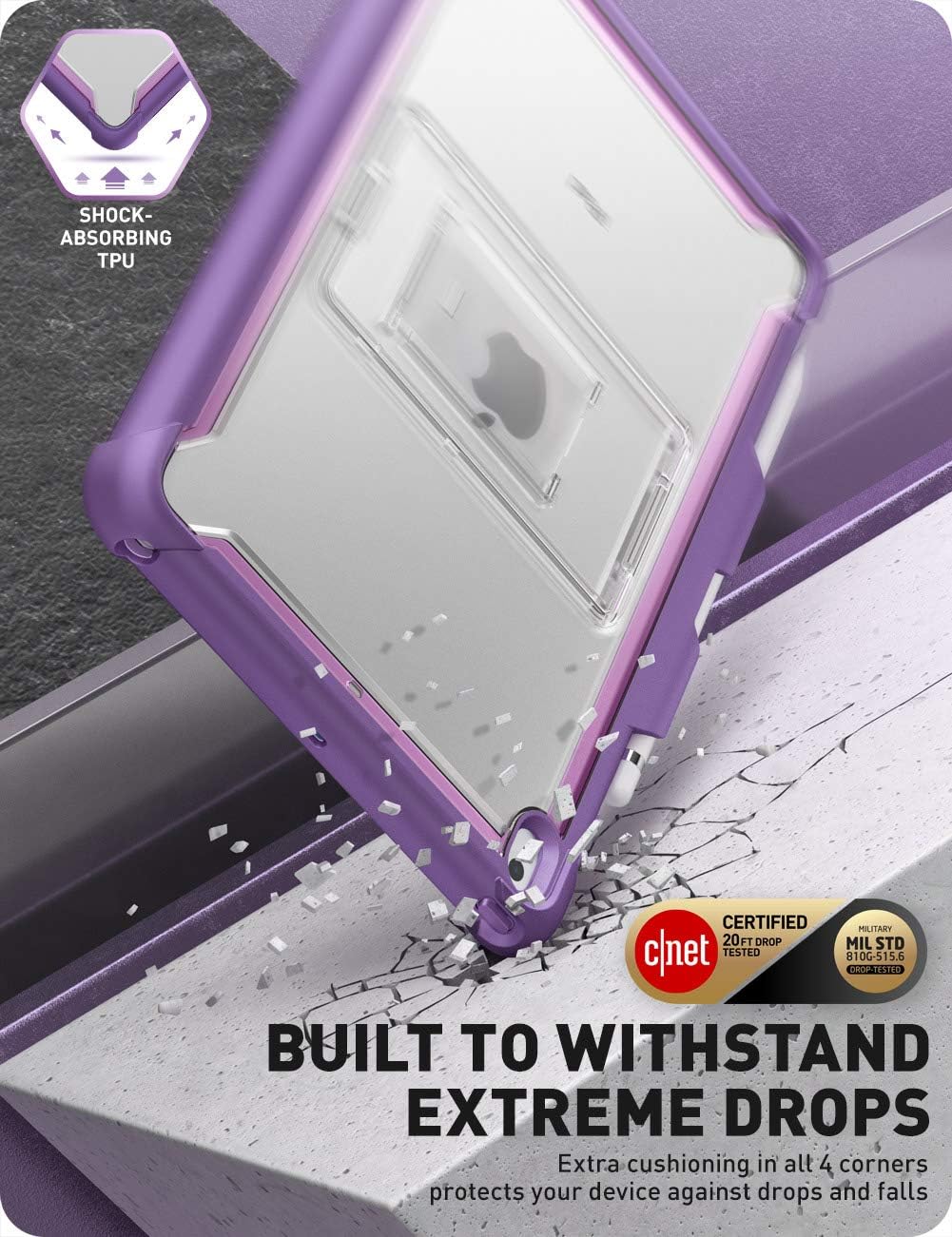 i-Blason Ares Case for New iPad 9th/8th/7th Generation, iPad 10.2 2021/2020/2019 Case, Full-Body Kickstand with Built-in Screen Protector Cover with Pencil Holder (Purple)