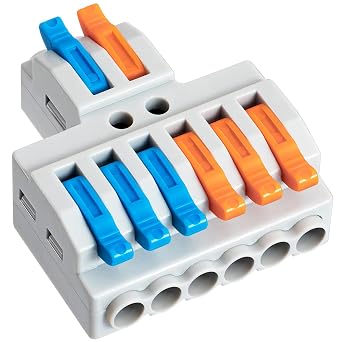 10PCS Lever Wire Connectors, Quick Wiring Cable Connectors, Compact Push-in Conductor Terminal Block 10PCS 2 in 6 Out
