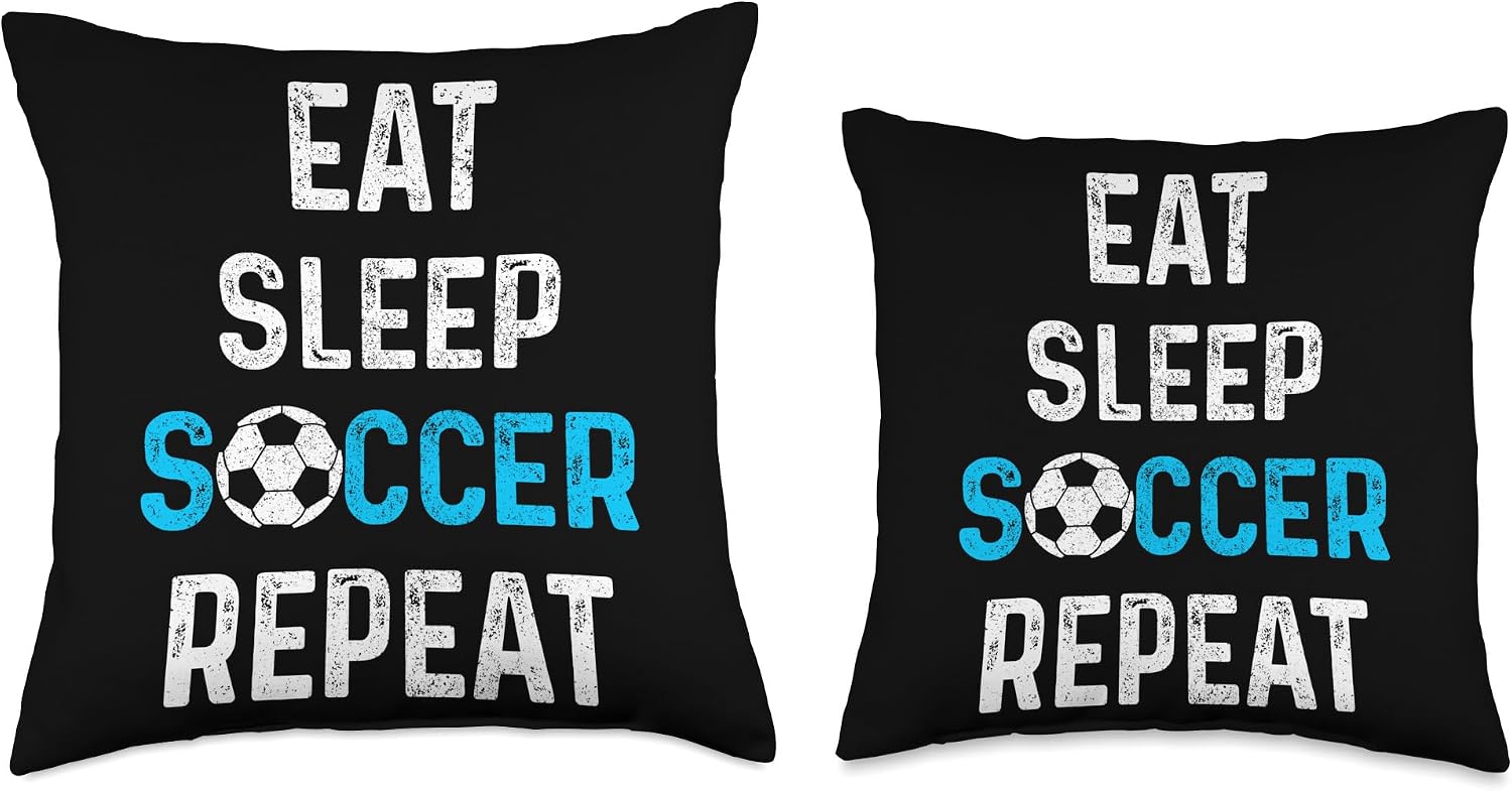 Eat Sleep Soccer Repeat Soccer Player Men Boys Girls Throw Pillow