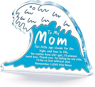 Gifts for Mom from Daughter Son,Mother's Day Birthday Gifts for Mama Mother in Law Bonus Step Mom,Best Mother Ever Acrylic Wave Plaque,Thank You Appreciation Gift Desk Decor
