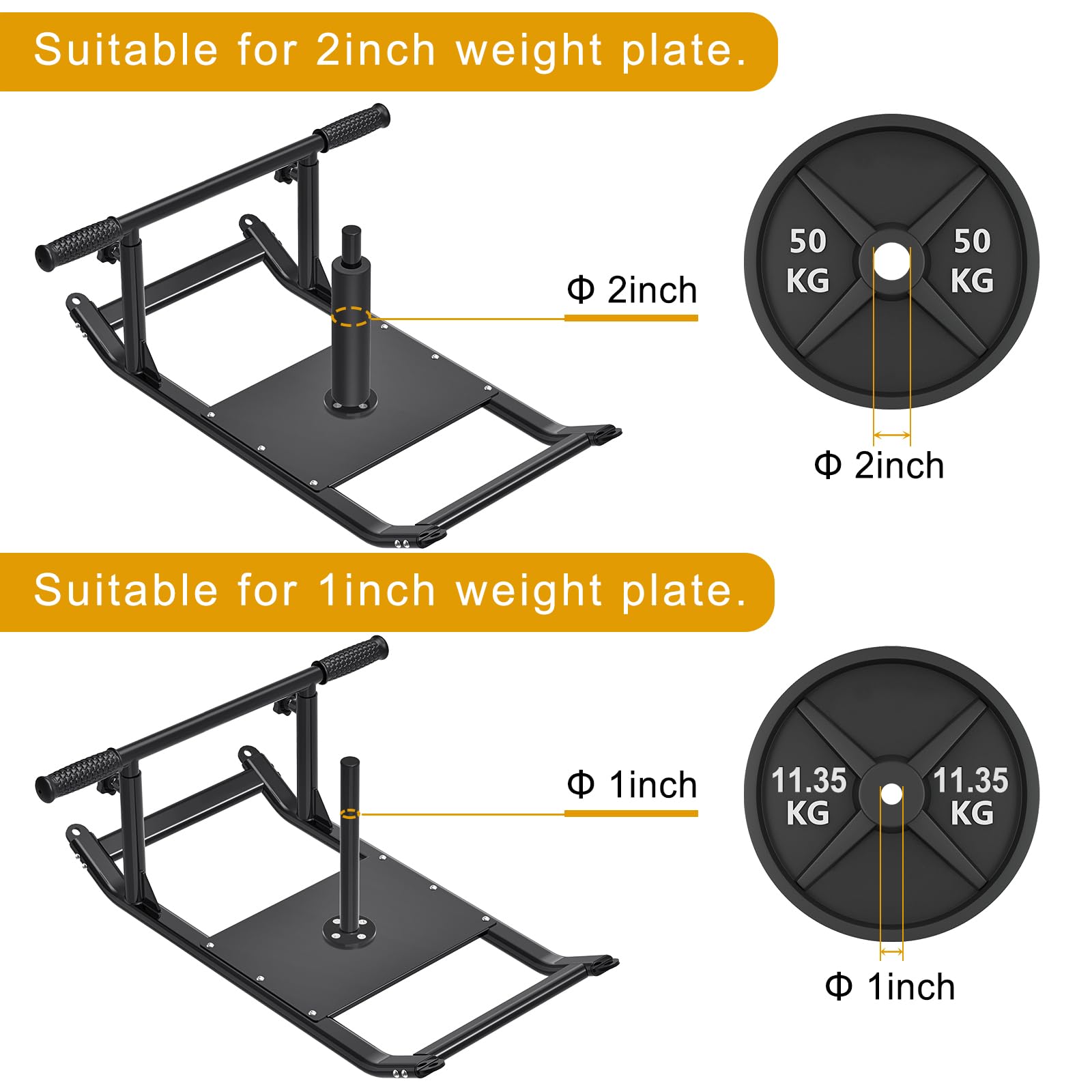 Kipika Weight Sled for Training, Push-Pull Football Sled, Adjustable Height Handle, Heavy Duty Steel Frame, for 1'' & 2'' Weight Plate