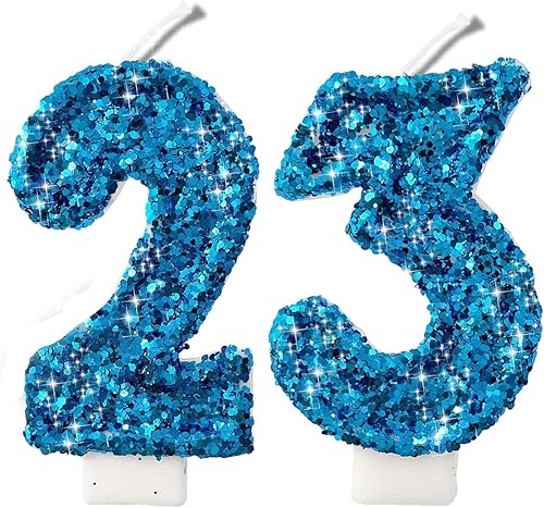 Miniatura 411 de Velas de números con purpurina de oro rosa de 2.8 pulgadas, muchos colores, regalos de cumpleaños de 22 años, velas de cumpleaños, velas de números