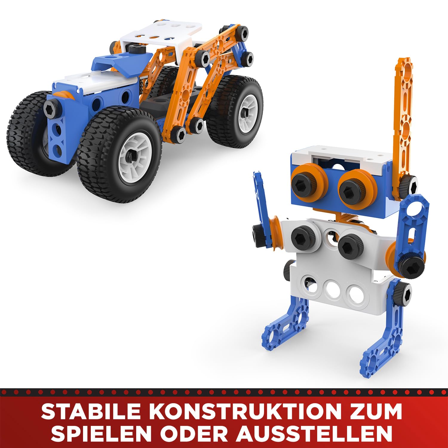 BANDAI - Meccano Junior Fass 150 Teile - Konstruktionsset 5 Modelle, 2 Werkzeuge, Anleitung, Aufbewahrungseimer - Aktivitäts-Kit Zusammenbau Spielzeuge & Fahrzeuge - Spielzeug ab 5 Jahren - APM19103