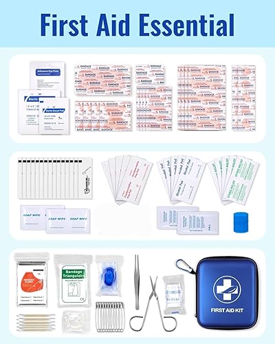 Miniatura 3 de Mini kit de primeros auxilios, 163 piezas de kit médico pequeño, suministros de primeros auxilios de emergencia y kit de supervivencia con carcasa