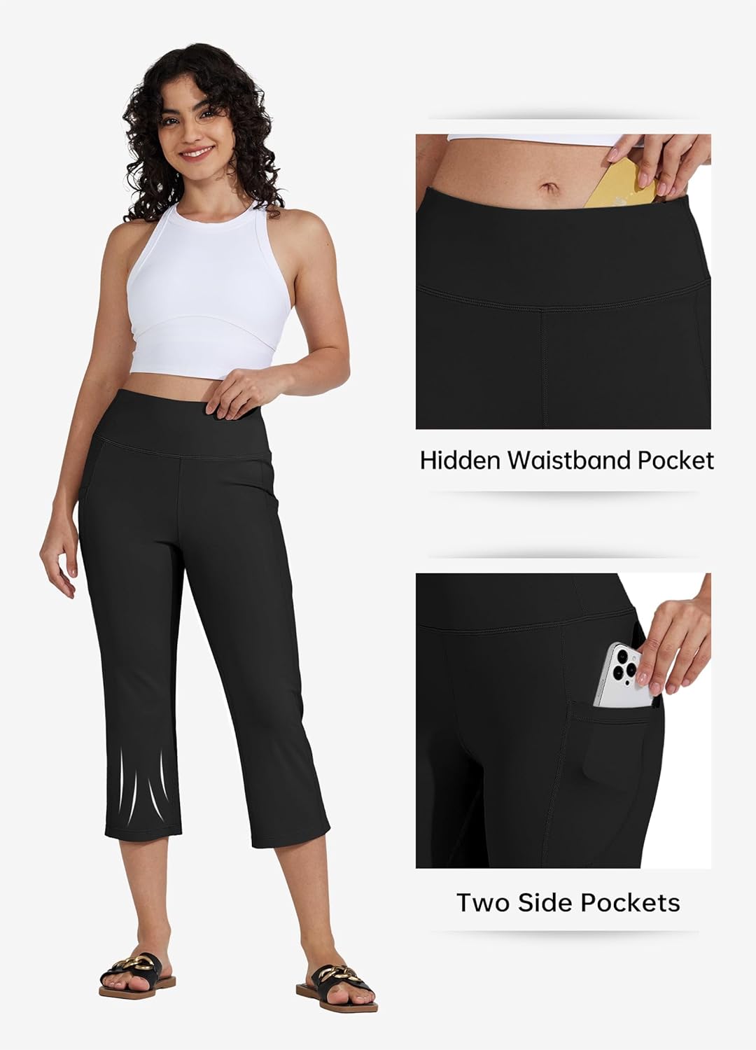 Willit Women's Yoga Capris Pants High Waist Leggings Crop Straight Leg Athletic Exercise Workout Capris 21" - Image 4