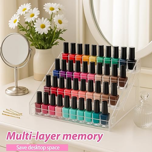 Miniatura 7 de Paquete de 2 organizadores de esmalte de uñas de 5 capas para lentes de sol, estante de exhibición de acrílico, soporte para gafas, soporte para