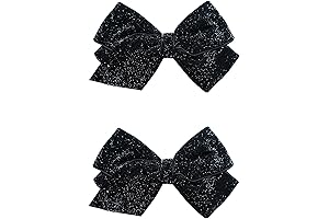 5 Inch Black and Gold Glitter Hair Bows