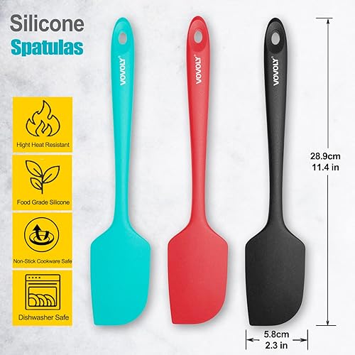 Miniatura 2 de Paquete de 3 espátulas grandes de silicona para cocina, espátulas de goma resistentes al calor de 600 F para hornear, cocinar, raspar y mezclar,