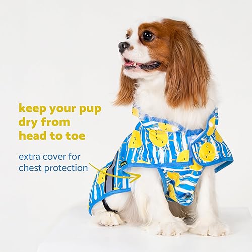 Miniatura 4 de Fitwarm Chubasquero para perro Strawberry Daisy con capucha, chaqueta impermeable para perros pequeños y niñas, poncho reflectante para mascotas con